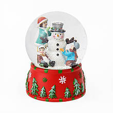 Скляний музичний куля зі снігом "Сніговик" 14х9 см, новорічні сувеніри 2022