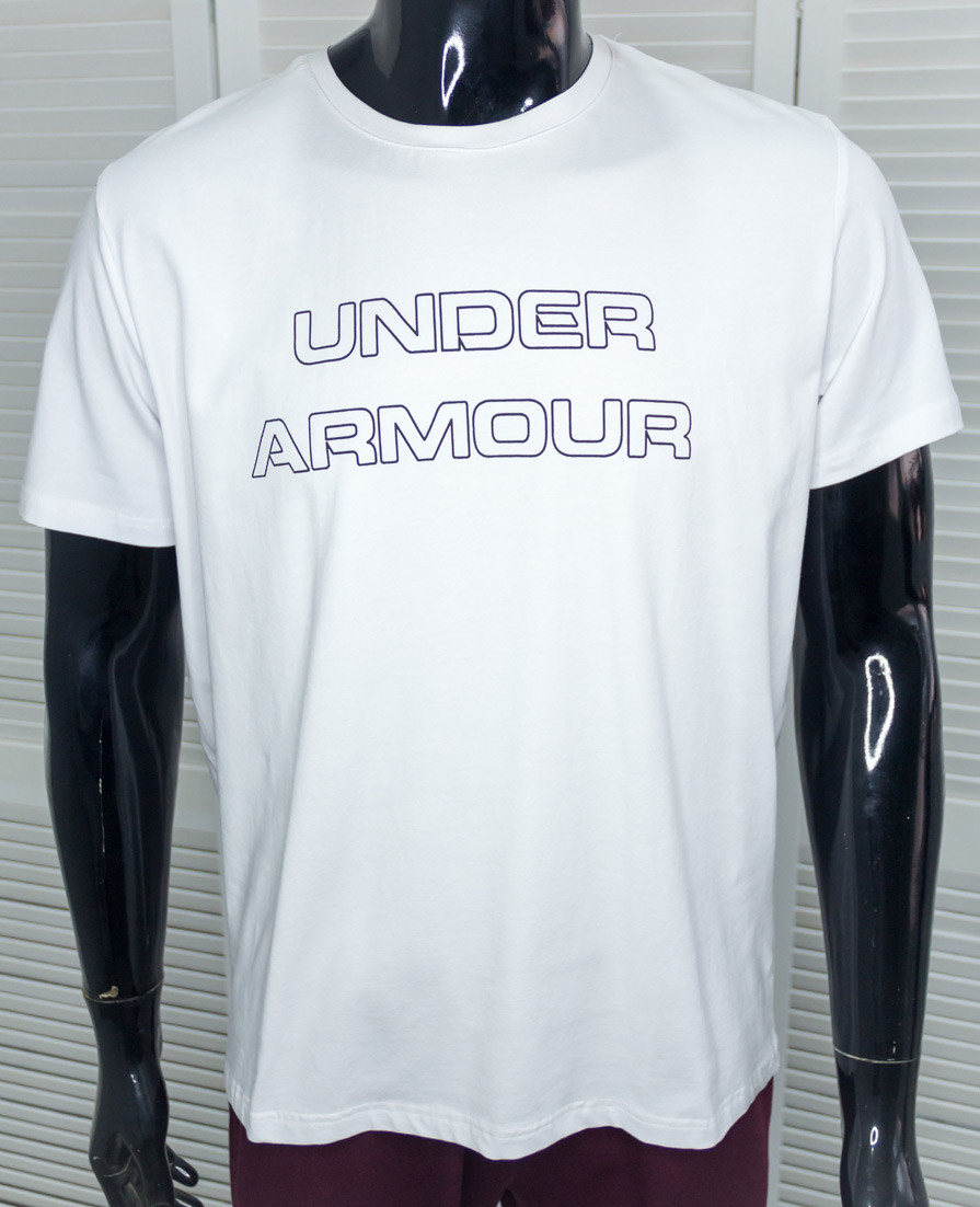 Футболка чоловіча Under Armour Біла брендова одноколірна з принтом 4XL