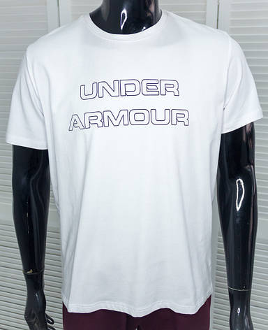 Футболка чоловіча Under Armour Біла брендова одноколірна з принтом 4XL, фото 2