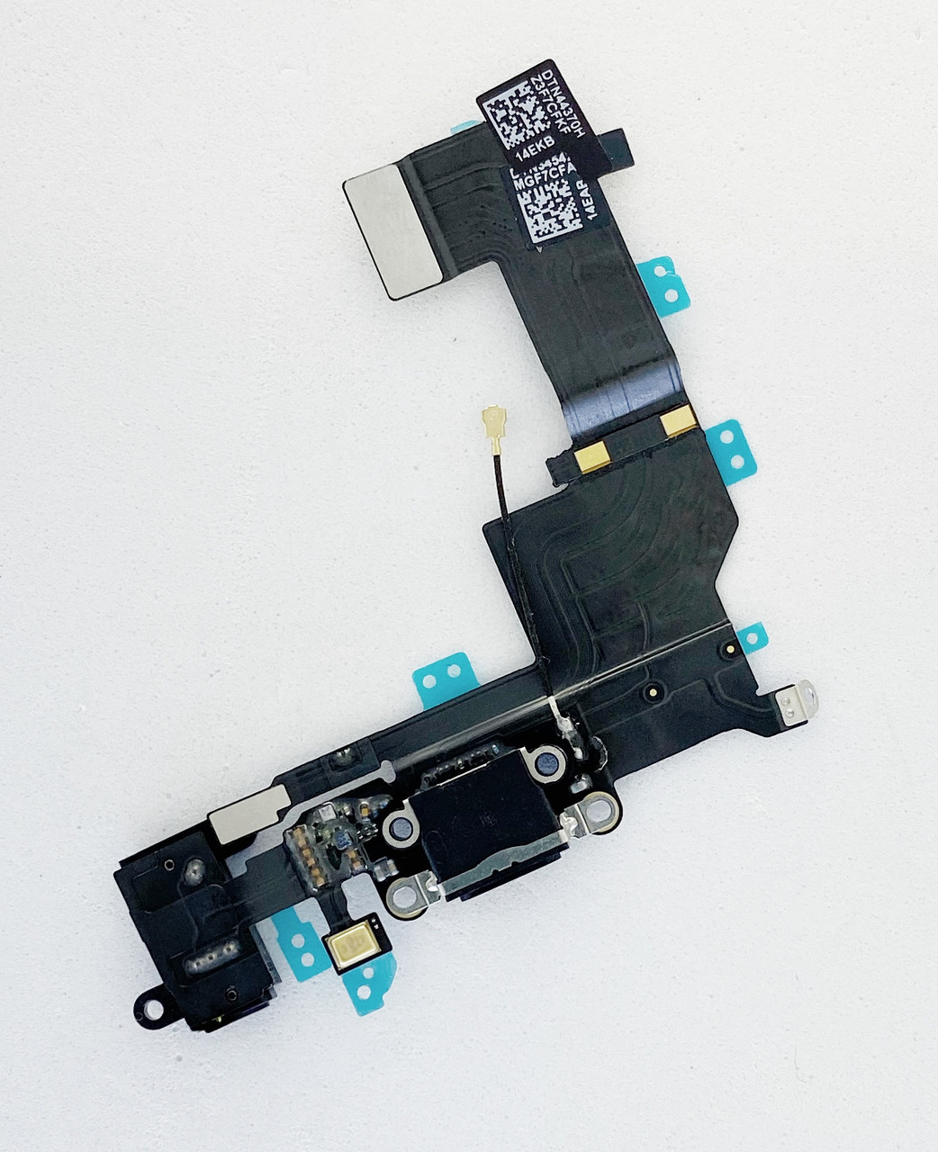 Шлейф для iPhone 5S, з роз'ємом зарядки, з коннектором навушників з мікрофоном, чорний, оригінал, фото 1