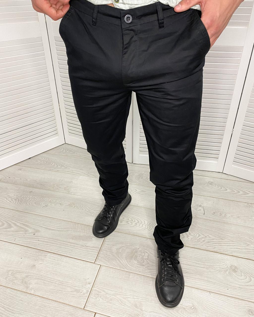 Штани класичні чоловічі Stefano Ricci Чорні звужені штани для чоловіків
