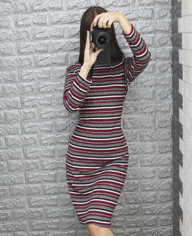 Осінні сукні в смужку під горло