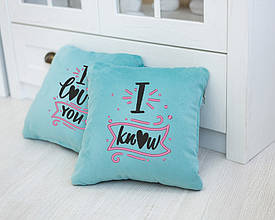 Набір подушок для закоханих «I love you - I know» флок