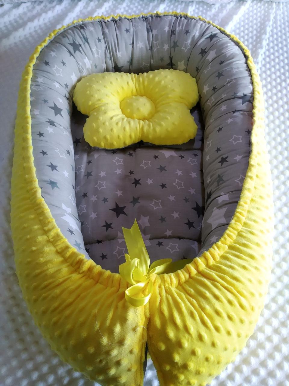 Кокон ( позиционер , гнездышко) для новорожденных Розо - серый Единороги + подушечка ортопедическая плюш бязь - фото 5 - id-p1403947618