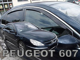 Дефлектори вікон (вітровики) Peugeot 607 1999-2010 sedan (вставні, 4 шт.) (HEKO)
