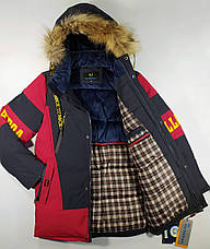 Куртка зимова подовжена з натуральної опушенням для хлопчиків 152, фото 3