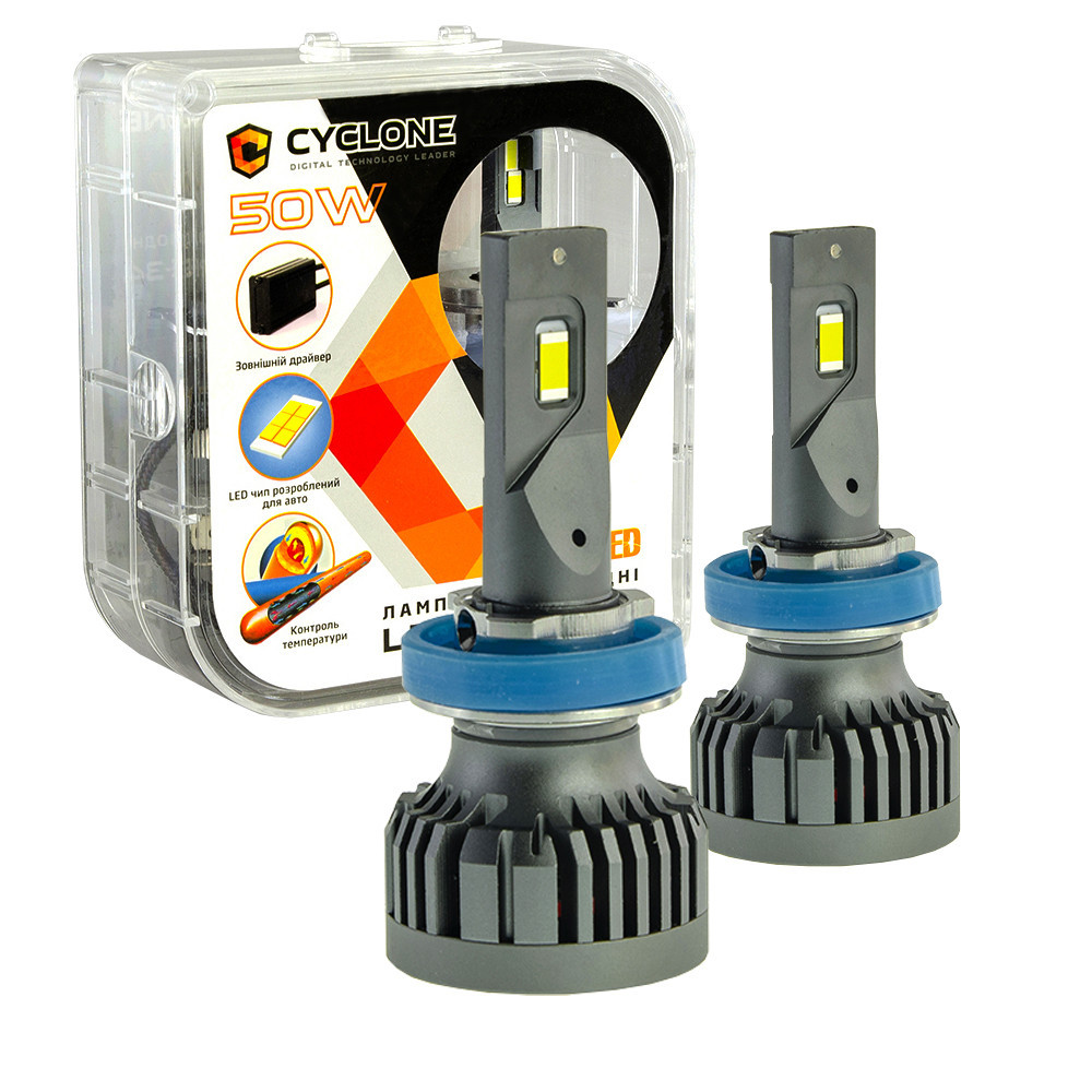 КОМПЛЕКТ: Лампи LED Cyclone H11 type-34 5500k 10000Lm