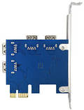 Плата розширення райзерів PCI-E x1-x16 to 4 PCI-E USB 3.0 адаптер розширення riser card PCI-E 1 to 4, фото 3
