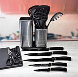Набір ножів 5 шт. + кухонне приладдя 7 шт. і обробна дошка Edenberg EB-3615 Набір ножів із підставкою, фото 4