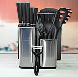 Набір ножів 5 шт. + кухонне приладдя 7 шт. і обробна дошка Edenberg EB-3615 Набір ножів із підставкою, фото 10