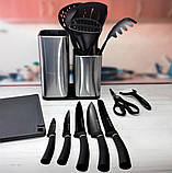 Набір ножів 5 шт. + кухонне приладдя 7 шт. і обробна дошка Edenberg EB-3615 Набір ножів із підставкою, фото 5