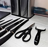 Набір ножів 5 шт. + кухонне приладдя 7 шт. і обробна дошка Edenberg EB-3615 Набір ножів із підставкою, фото 8