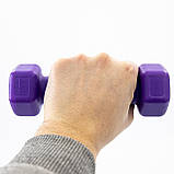 Килимок для йоги, фітнесу, спорту (йога мат, каремат) + гантелі для фітнесу 2шт по 0.5кг OSPORT Set 62 (n-0092) Чорно-фіолетовий, фото 5