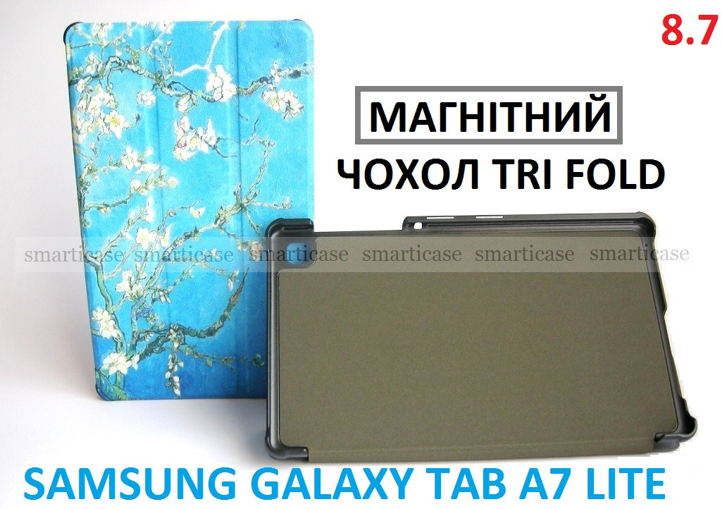 Бірюзовий чохол з візерунком Samsung Galaxy tab A7 lite (SM-T220 SM T225) ivanaks tri fold Sakura