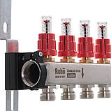 Коллектор с расходомером и термостатическими клапанами Roho R804-04 - 1"х 4 вых. (RO0036), фото 4