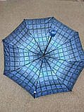 Парасолька синя картата жіноча Max з механічним механізмом, парасолька компактна механіка, парасолька синя, фото 7