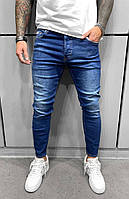 Мужские синие джинсы зауженные slim fit, Мужские турецкие джинсовые штаны