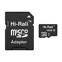 Картка пам'яті MicroSDHC 16 GB UHS-I Class 10 Hi-Rali + SD-adapter (HI-16GBSD10U1-01)