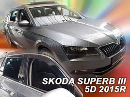 Дефлектори вікон (вітровики) Skoda Superb III 2015 -> 5D (вставні, кт - 4шт) Combi (Heko)