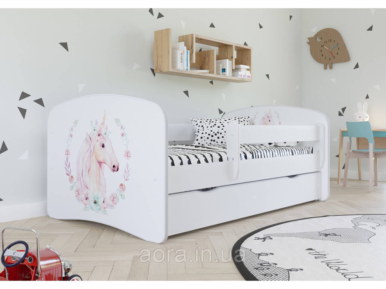 Дитяче ліжко односпальне 160 х 80 Kocot Kids Baby Dreams Коник біла з ящиком Польща