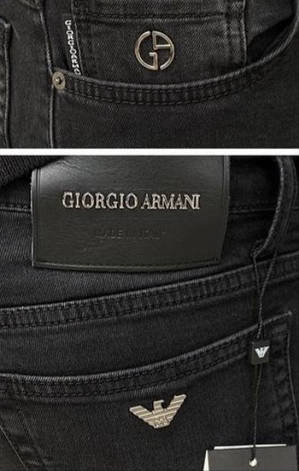 Джинси стильні чоловічі Armani Чорний, фото 2