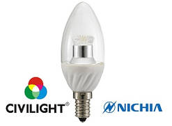 LED лампа CIVILIGHT (Сивилайт) E14 4,0W(250lm) C37 WP25V4 ceramic clear 