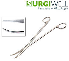 Ножиці для розтину м'яких тканин 23 см Metzenbaum, ветрикально-зігнуті тупокінцеві, з твердосплавом