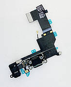 Шлейф для iPhone 5S, з роз'ємом зарядки, з коннектором навушників з мікрофоном, чорний