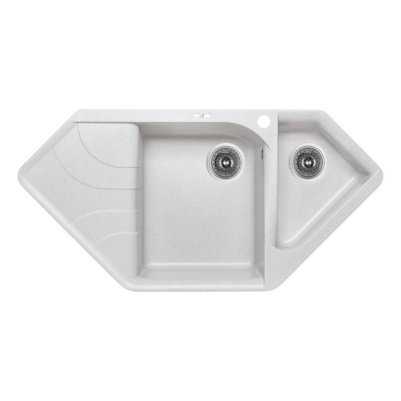 Гранітна кухонна мийка Lidz (WHI-01) 1000x500/225 біла 10050