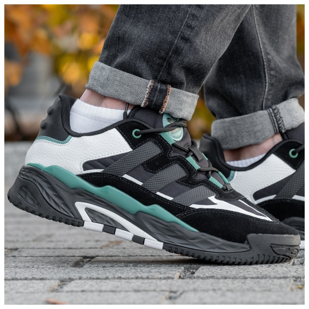 Чоловічі кросівки Adidas Niteball, чорно-білі шкіряні кросівки адідас найтбол замшеві, фото 1