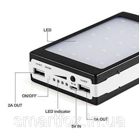 УМБ (Power Bank) 20000mAh (СОЛНЕЧНАЯ БАТАРЕЯ) с фонариком - фото 7 - id-p232328510