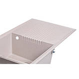 Гранітна кухонна мийка Lidz (COL-06) 860х500/240 бежева 8650, фото 6