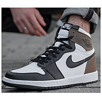 Мужские кроссовки Nike Air Jordan 1 Retro High, черно-белые кожаные найк аир джордан 1 ретро хай