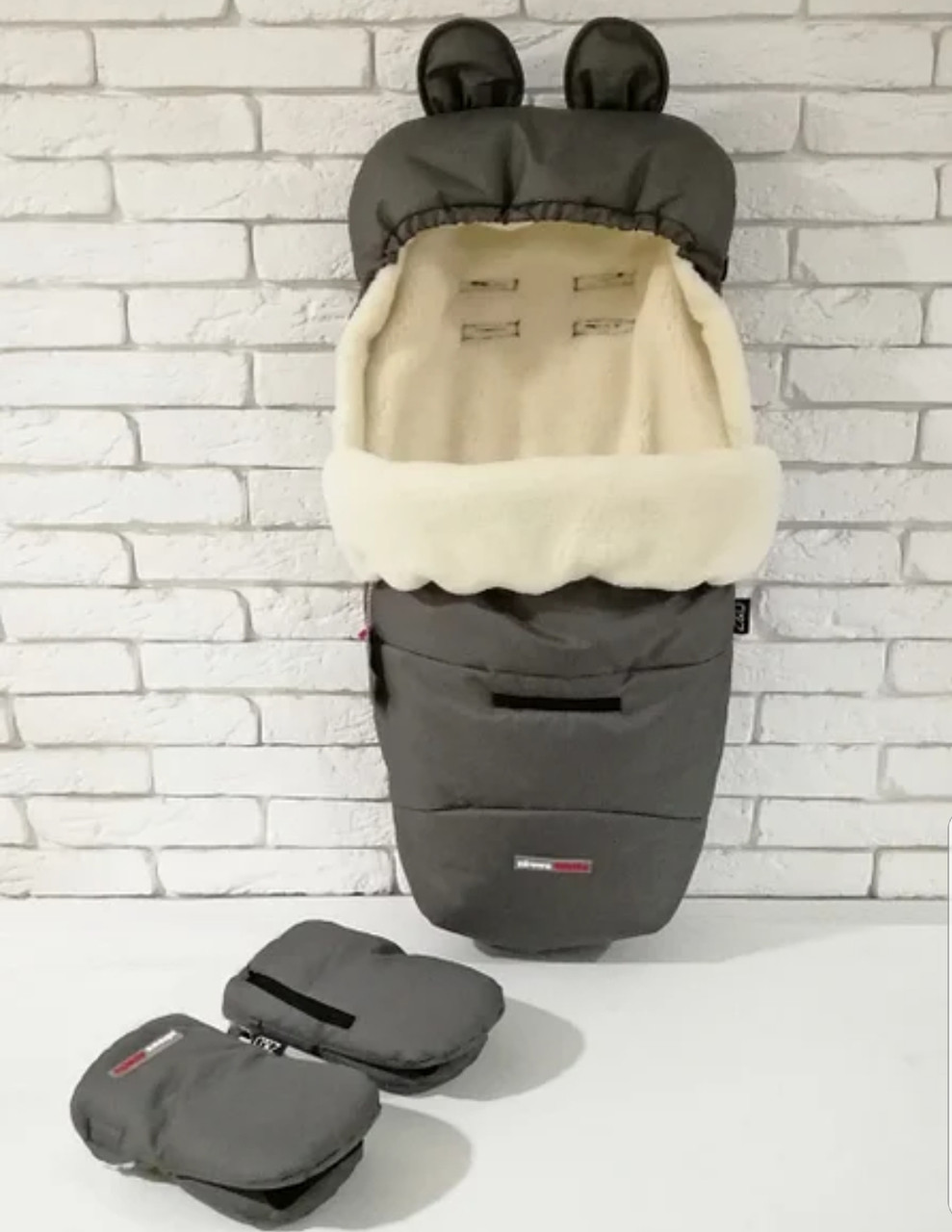 Комплект Зимовий Конверт Футмуф і Рукавички Z&D Thermo (Льон Сірий)