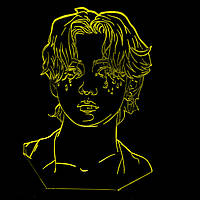 Акриловый светильник-ночник BTS Ким Тэхён "V" желтый tty-n001041