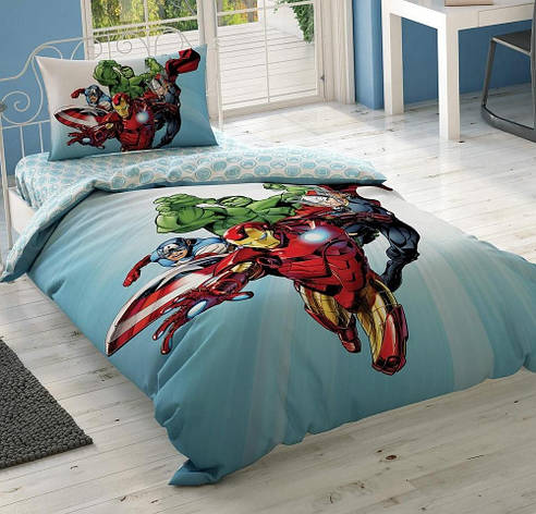 Постільна білизна TAC DISNEY Avengers Heroes полуторний, фото 1