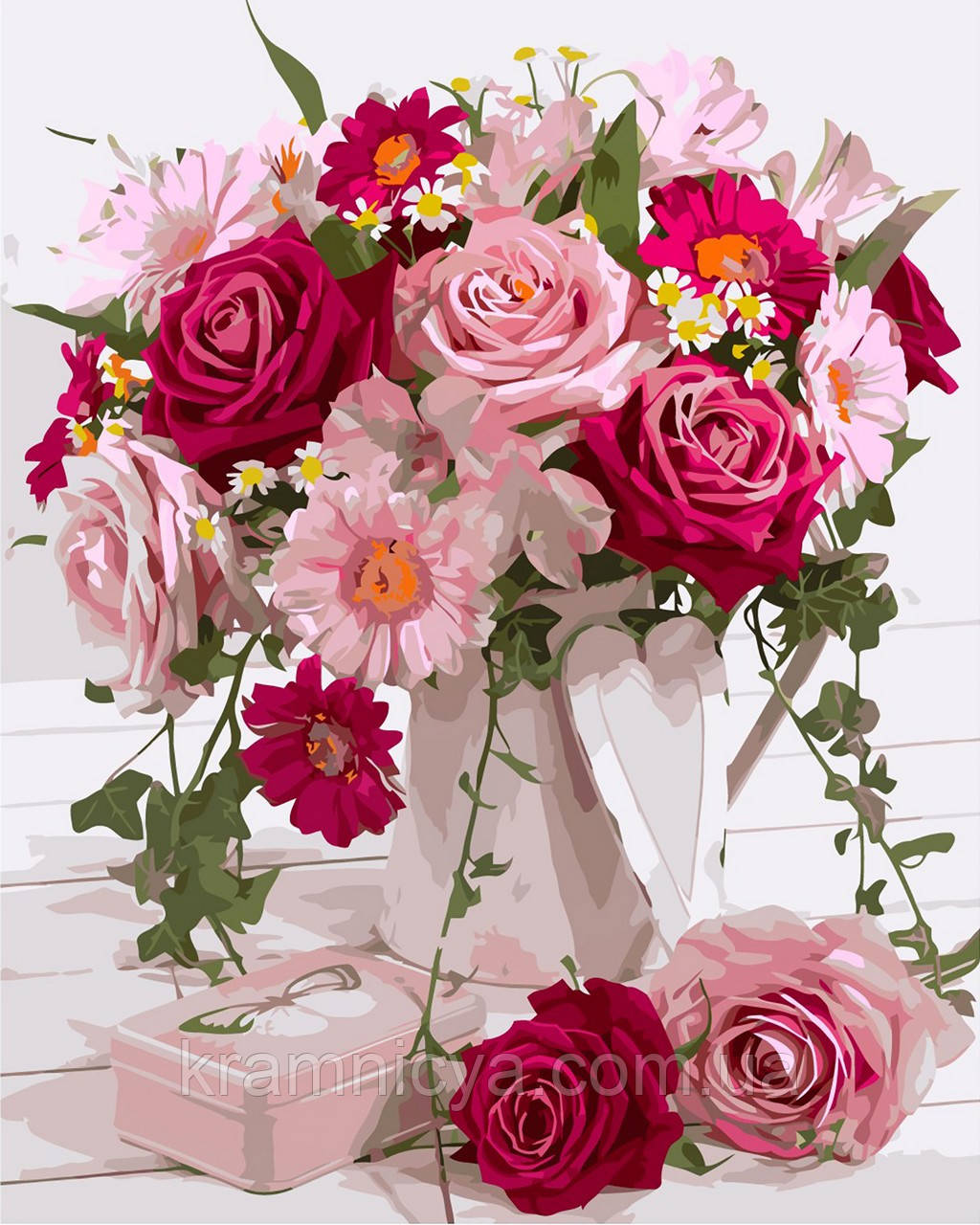 Картина по номерам Букет цветов в розовых тонах, Strateg 40х50 (VA-1845) - фото 1 - id-p1500531003