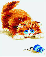 Картина по номерам Рыжий котик с мышкой, Strateg 30х40 (SV-0005)