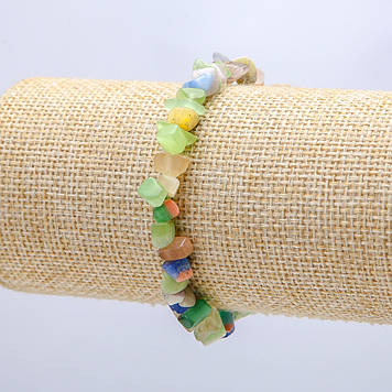 Браслет на гумці Асорті з натурального каменю, крихта-7мм+-, обхват-18см