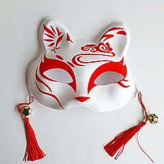 Маска Кіцуне Японської Лиси Kitsune червона 2, 18х17 см