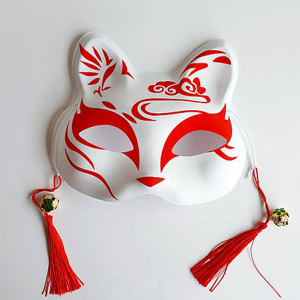 Маска Кіцуне Японської Лиси Kitsune червона 2, 18х17 см, фото 1