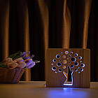 Світильник- нічник ArtEco Light з дерева LED "Діровець" з пультом і регулюванням кольору, RGB, фото 4