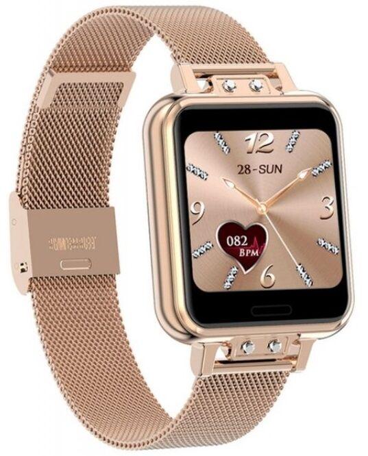 Жіночі смарт годинники квадратні метал браслет час роботи 3 дні гарантія 12 місяців north edge alice gold, фото 1