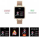 Жіночі смарт годинники квадратні метал браслет час роботи 3 дні гарантія 12 місяців north edge alice gold, фото 7