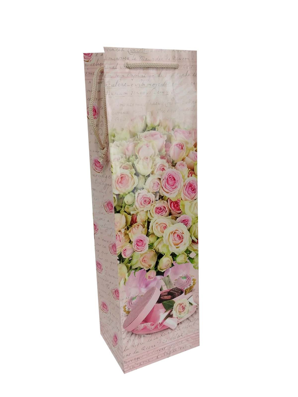 Пакет подарунковий під пляшку Roses 11х35х10 см арт.1790, фото 1