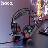 Навушники ігрові з підсвіткою HOCO W105 LED Joyful Gaming Headphones чорно-червоні, фото 4