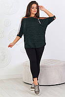 Повседневный женский трикотажный костюмчик: футболка с сеткой и капри брюки, спортивного стиля размеры 56-62 58, Зеленый