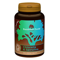 Спирулина и Хлорелла Органическая 300 таб RAINFOREST FOODS Chlorella i Spirulina 500 mg Польша Доставка из ЕС