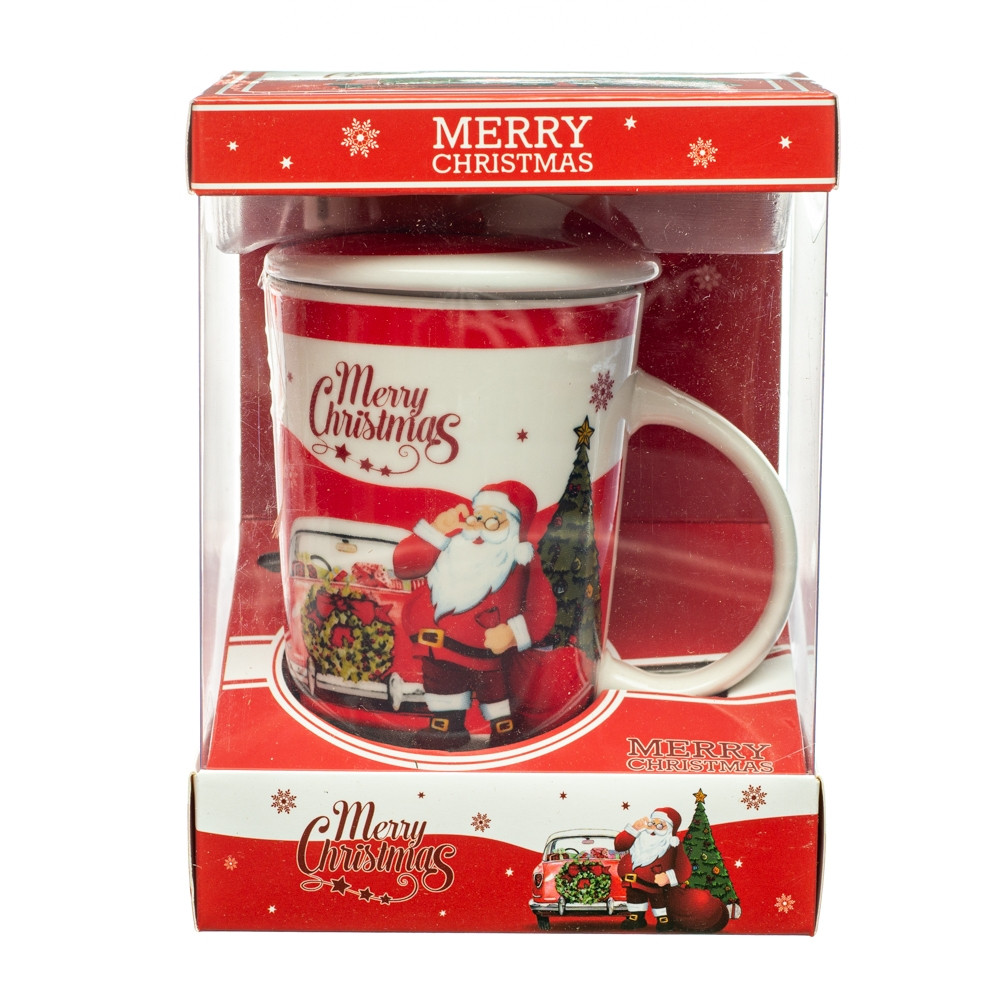 Чашка з кришкою і ложкою Lefard Новорічна 400 мл в асортименті 18804-010