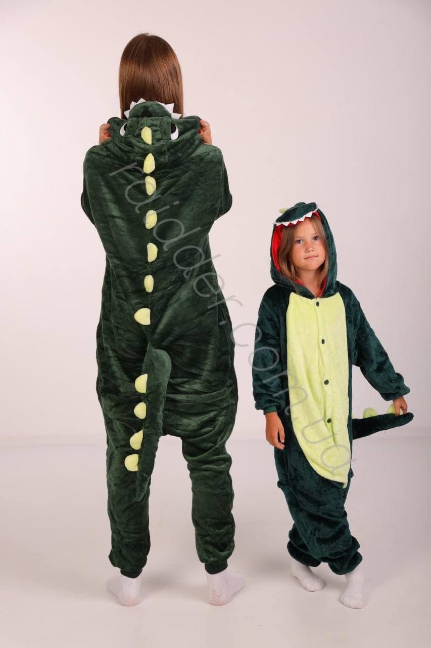 Пижамы кигуруми для взрослых и детей Зеленый Динозавр Дино (1023) - фото 1 - id-p1500723217